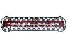 Grila radiator negru mat cu contur rosu, leduri portocalii, Ford Ranger T8 2019-2022 - FGT81920 Red